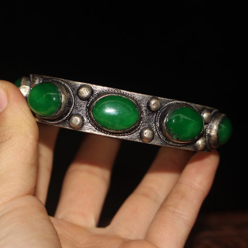 Antique Distressed White Bronze Collectible Bracelet Karis Fashions