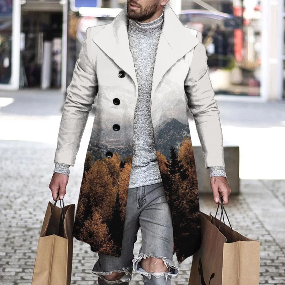 3D Printed Men's Woolen Lapel Jacket
