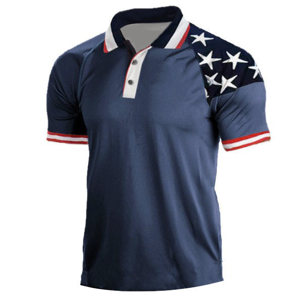 Men's Outdoor 3D Digital Polo Shirt with US Flag