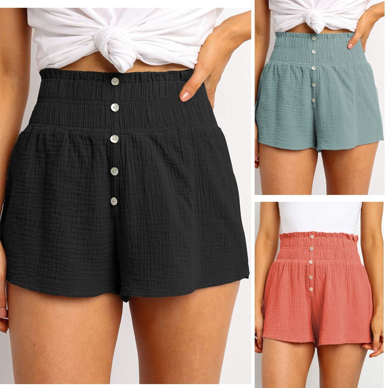 High-Waisted Solid Color Casual Straight-Leg Pants