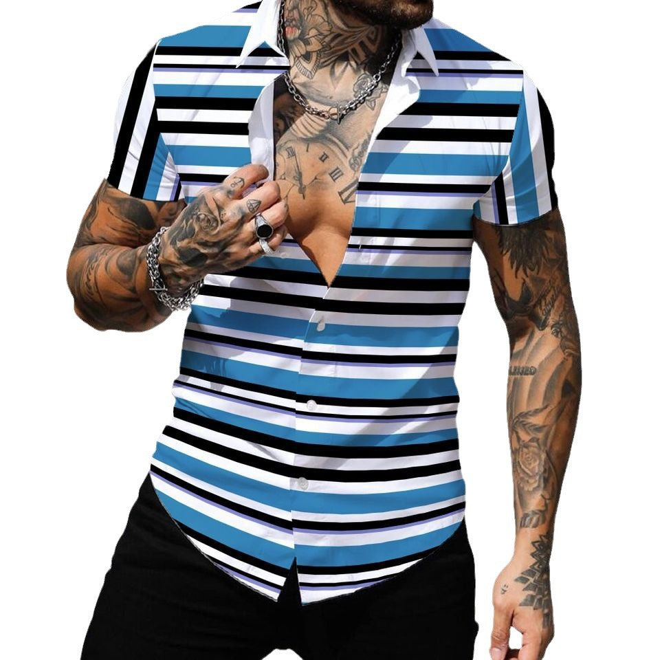 2023 Men's Fashion 3D Printed Short Sleeve Shirt