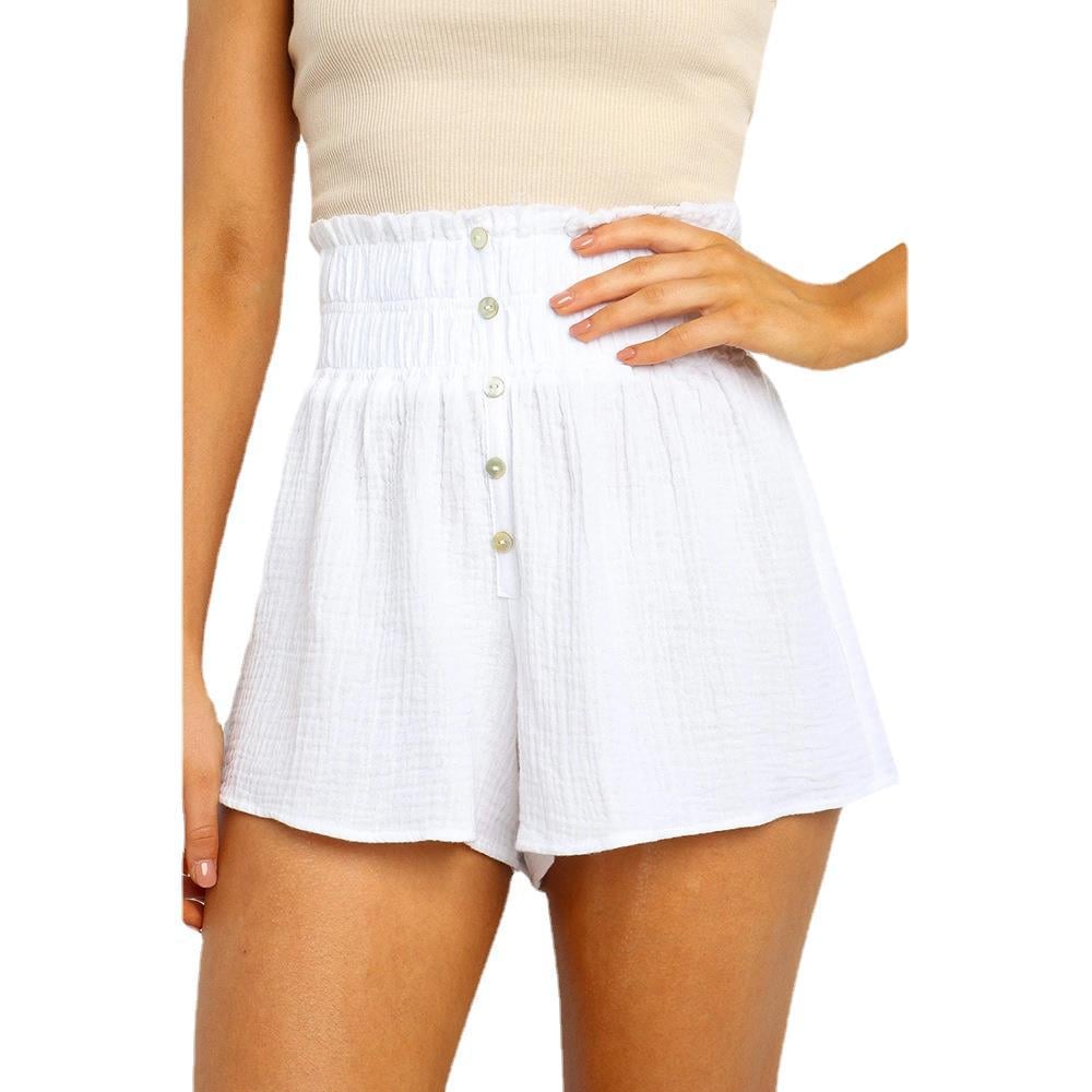 High-Waisted Solid Color Casual Straight-Leg Pants