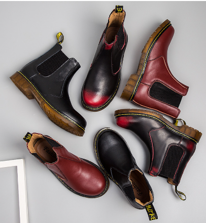 Autumn Style Thick-Heeled Cowhide Martin Boots for Women Karis Fashions