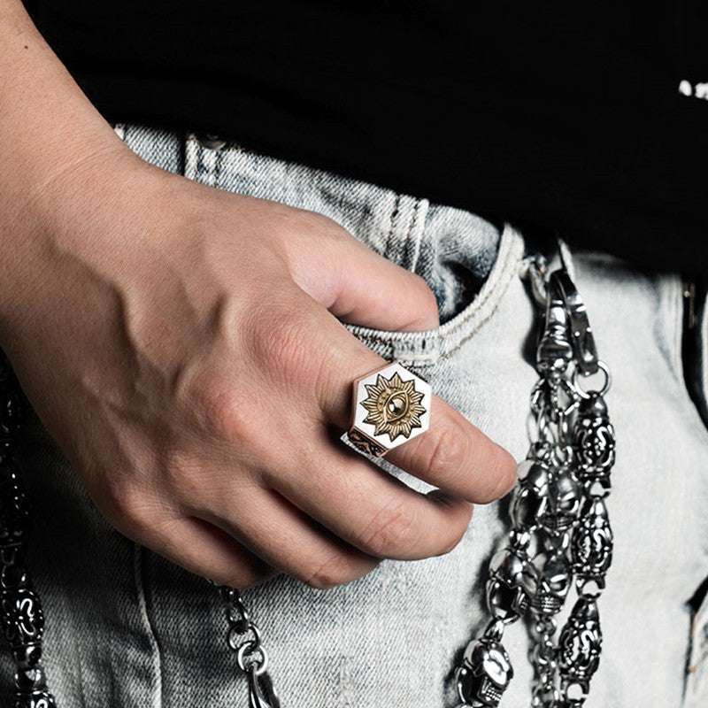 Retro Thai Silver Devil's Eye Ring for Men Karis Fashions