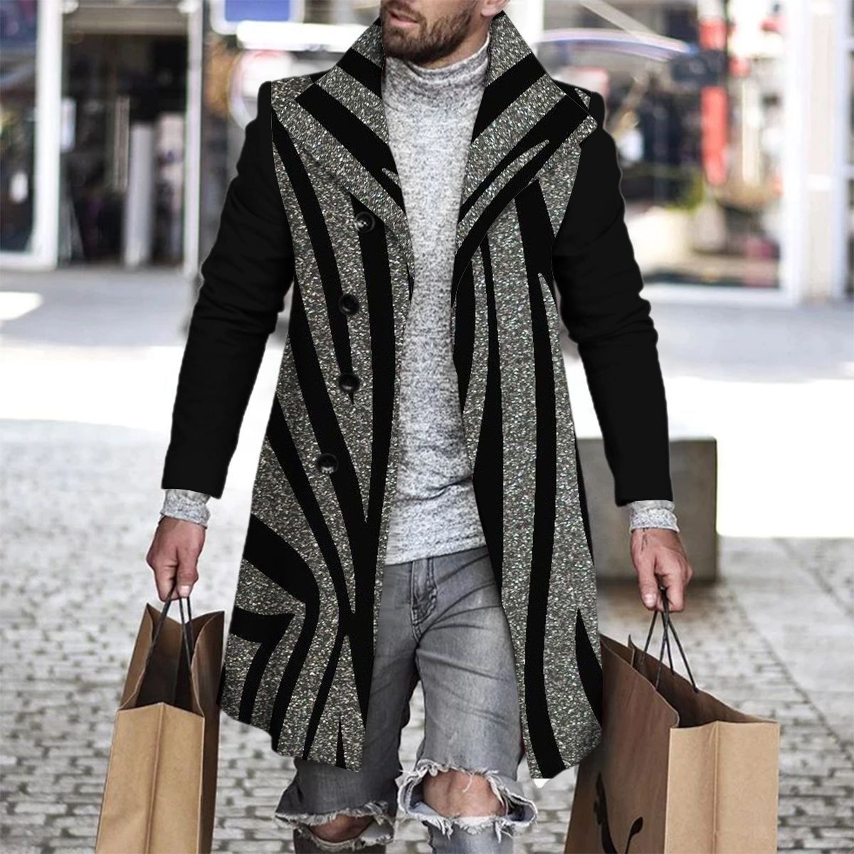 3D Printed Men's Woolen Lapel Jacket