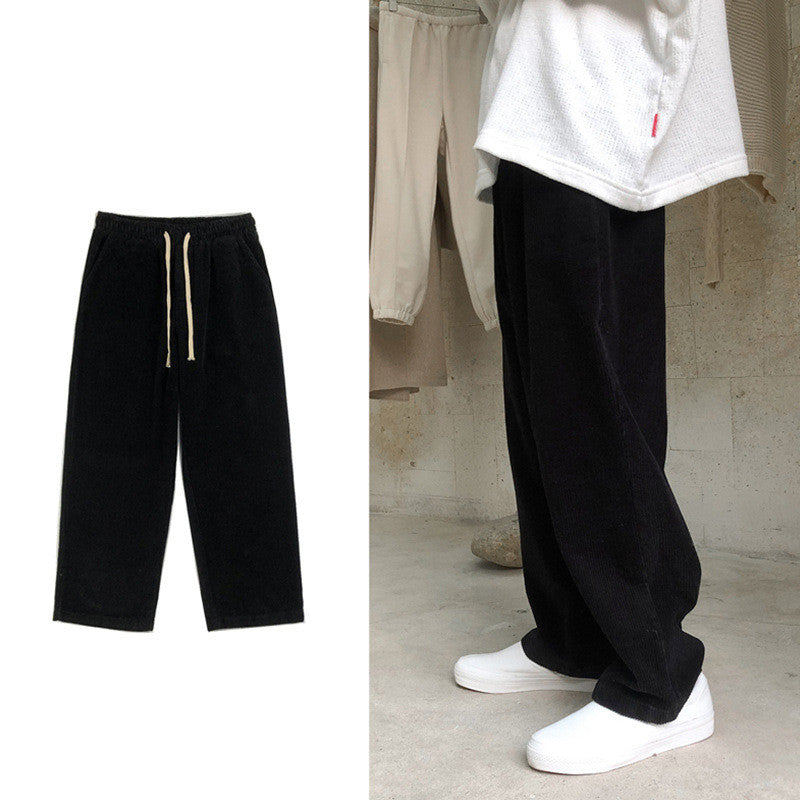 Trendy Loose Fit Corduroy Straight-Leg Trousers