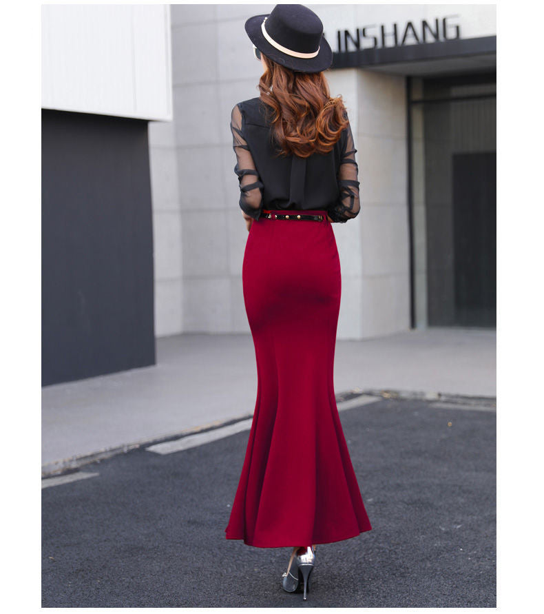 High Waist Stretch Ruffled Slim Skirt for Women Karis Fashions