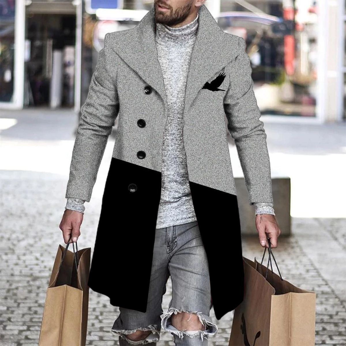 3D Printed Men's Woolen Lapel Jacket