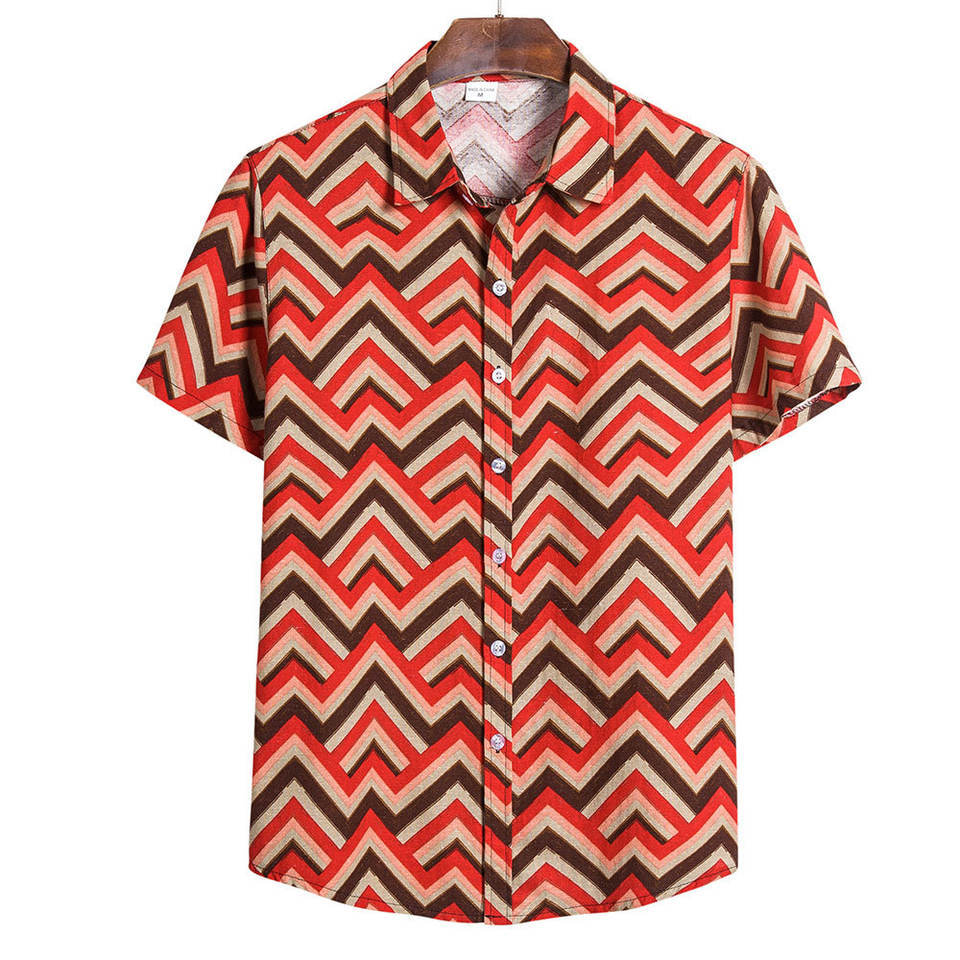 2023 Men's Fashion 3D Printed Short Sleeve Shirt