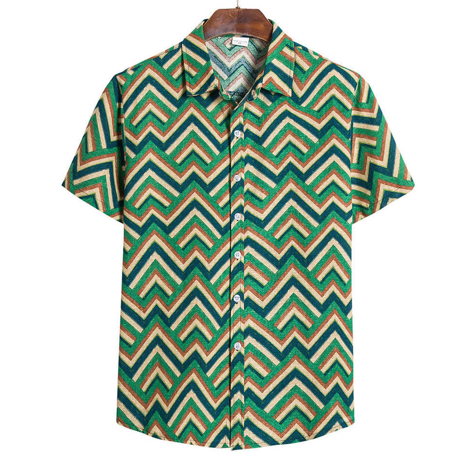 2023 Men's Fashion 3D Printed Short Sleeve Shirt