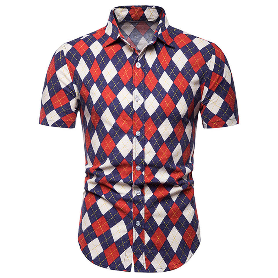 2023 Men's Fashion 3D Printed Short Sleeve Shirt