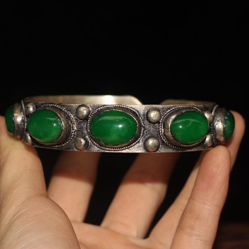 Antique Distressed White Bronze Collectible Bracelet Karis Fashions