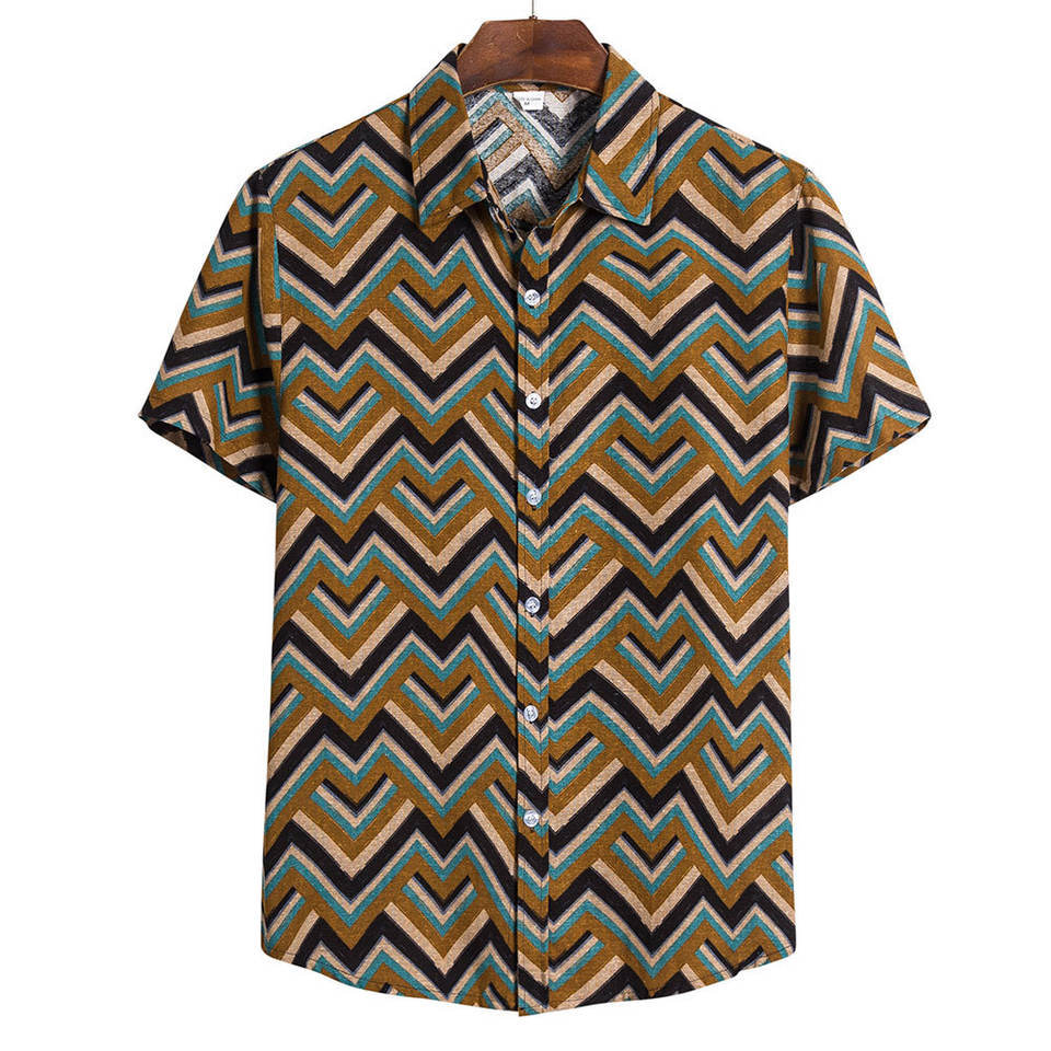 2023 Men's Fashion 3D Printed Short Sleeve Shirt