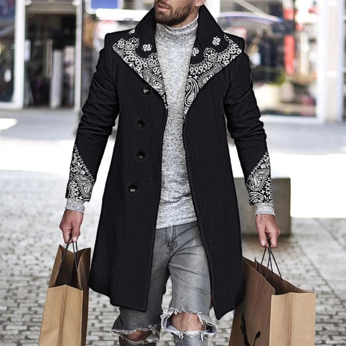 3D Printed Men's Woolen Lapel Jacket