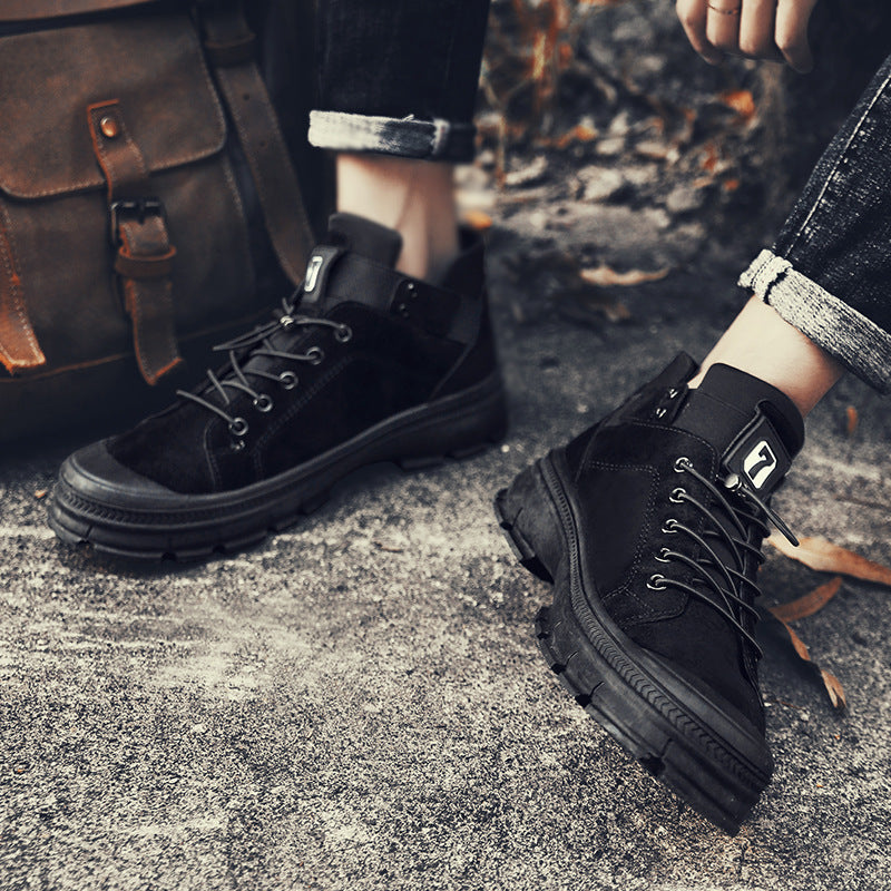 Men's Classic Leather Martin Boots with Elastic Band