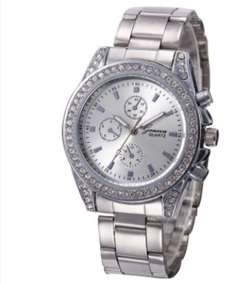 Geneva Three-Eye Quartz Watch with Diamond Accents Karis Fashions