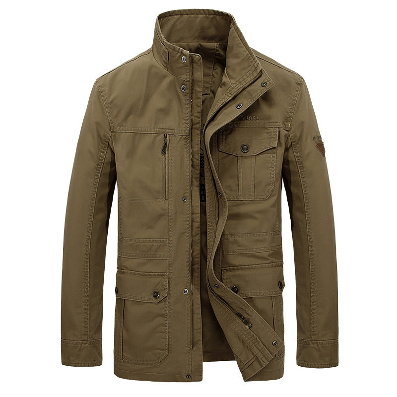 Men's Casual Mid-Length Cotton Jacket for Spring/Fall Karis Fashions