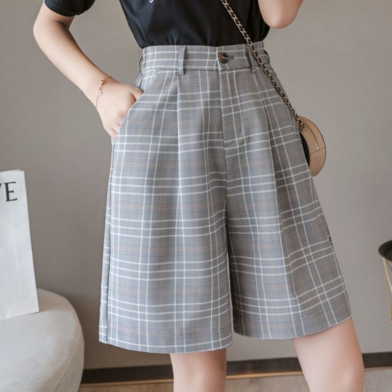 High Waist Loose Fit Women's Suit Shorts