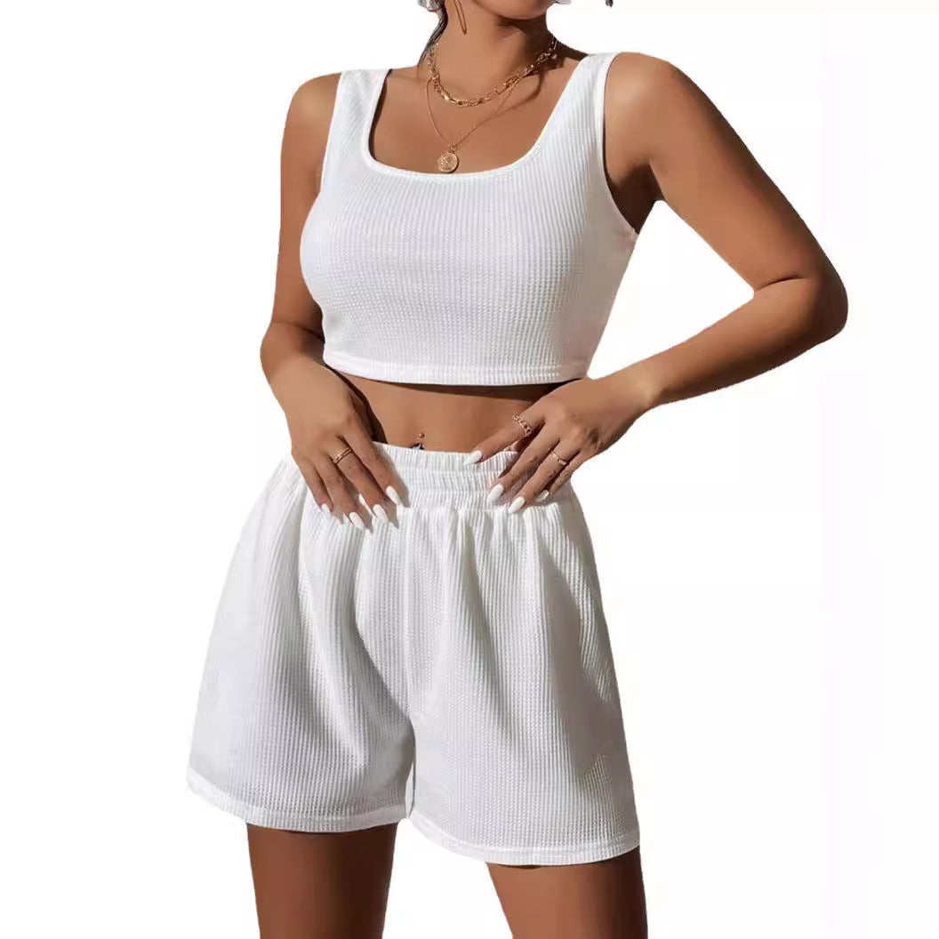 2023 Summer Women's Casual Knitted Sleeveless Outfit