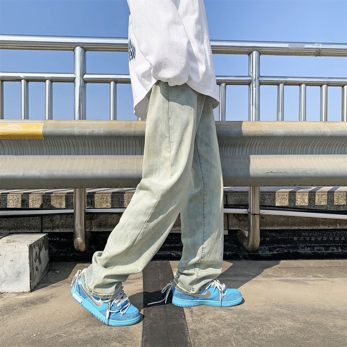 Vintage Washed Loose Straight Fit Jeans for Men