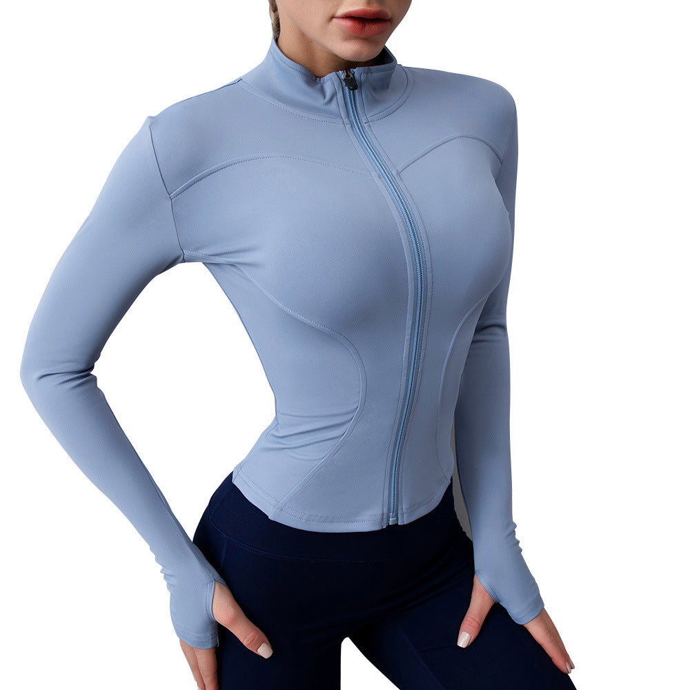 Women's Zip-Up Long Sleeve Yoga Jacket for Fitness Karis Fashions