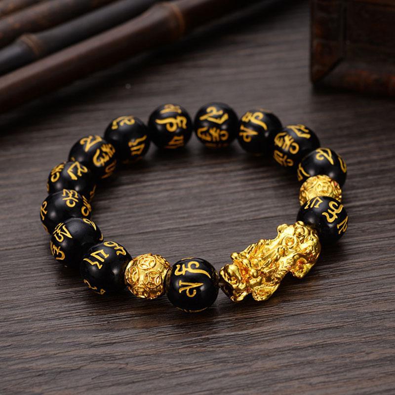 Obsidian Buddha Bead Bracelet for Wealth and Strength Karis Fashions