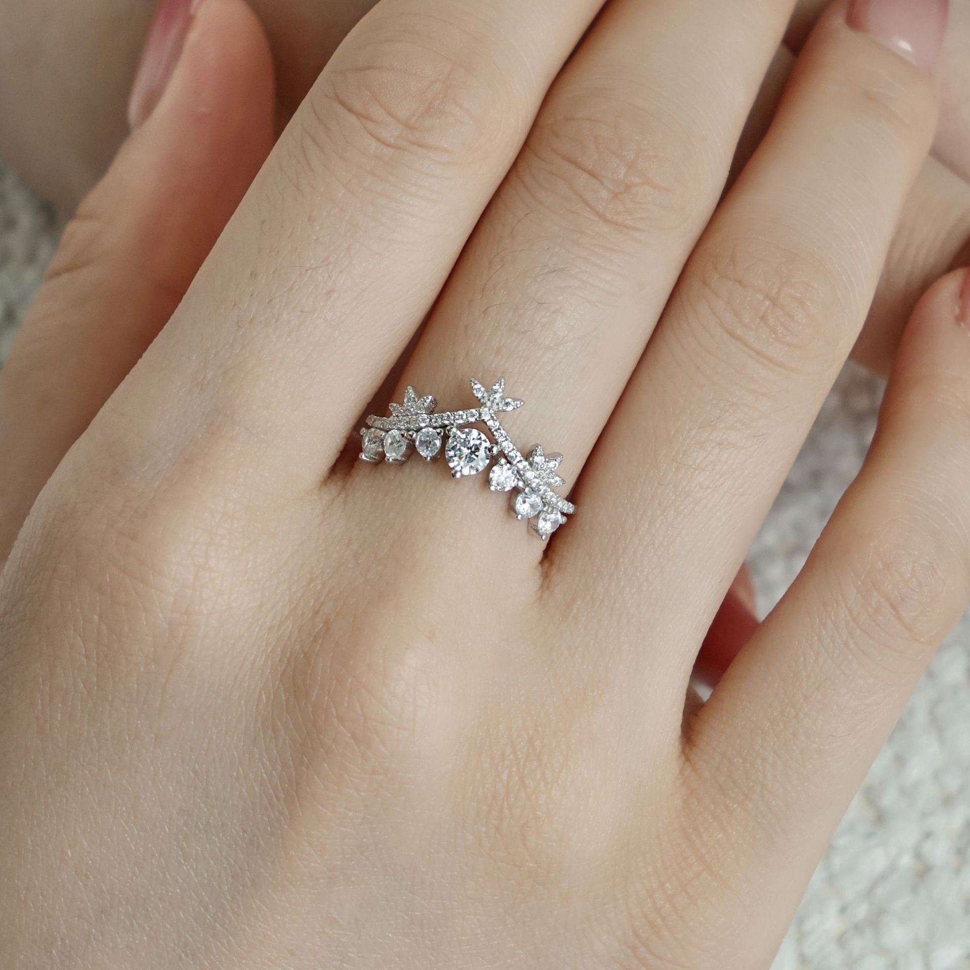 Japanese Korean Light Luxury S925 Sterling Silver Ring